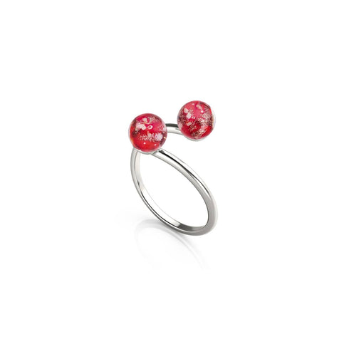 Purpurrot | 925er Sterlingsilber | Glühwürmchenglas | Unendlichkeits-Helix-Ring